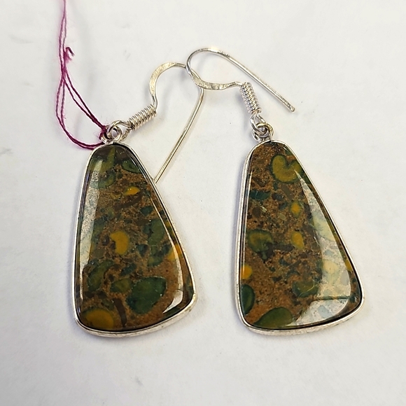 Sterling silver Camouflage jasper earrings - Picture 1 of 4